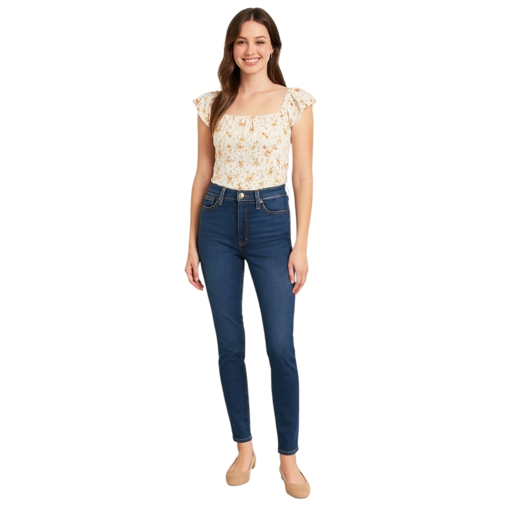 TOP Shop Moto Jamie Medium Wash Stretch High Rise Skinny Leg Denim Jeans Size 25